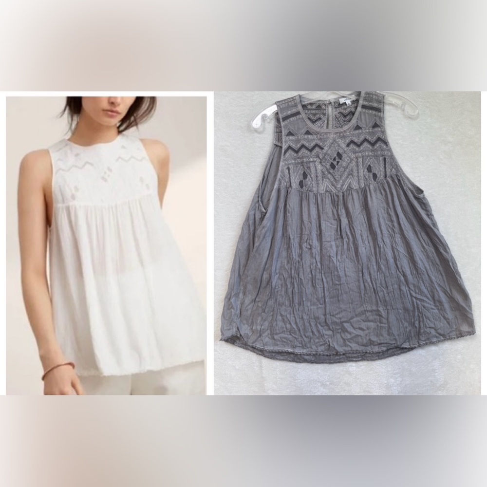 Aritzia Wilfred Eclater Boho Babydoll Embroidered Top Blouse Lightweight Flowy
